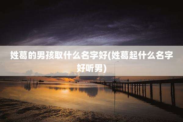 姓葛的男孩取什么名字好(姓葛起什么名字好听男)