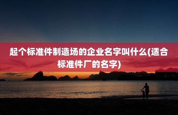起个标准件制造场的企业名字叫什么(适合标准件厂的名字)