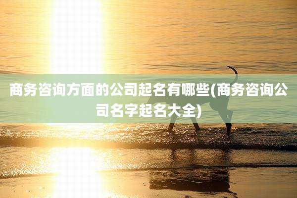 商务咨询方面的公司起名有哪些(商务咨询公司名字起名大全)