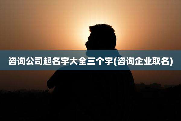 咨询公司起名字大全三个字(咨询企业取名)