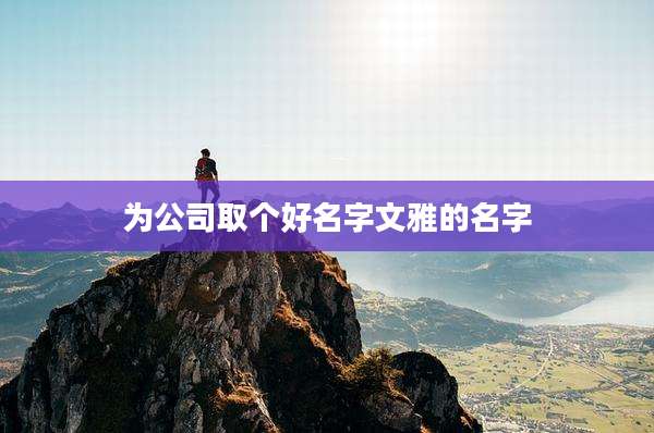 为公司取个好名字文雅的名字