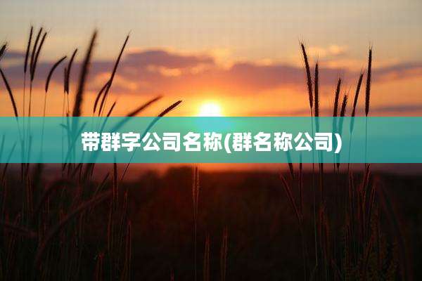 带群字公司名称(群名称公司)