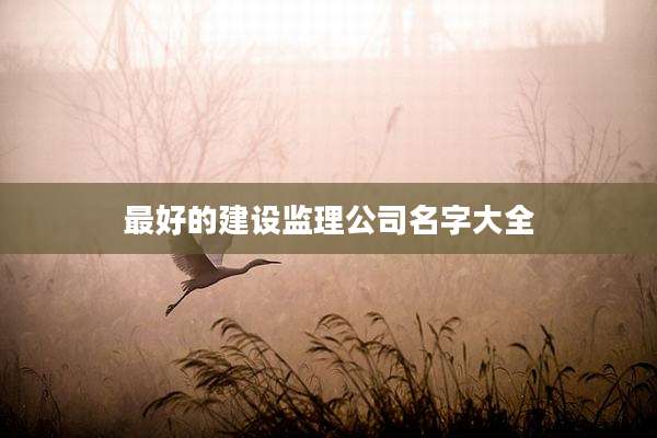 最好的建设监理公司名字大全