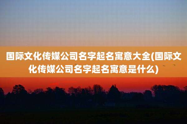 国际文化传媒公司名字起名寓意大全(国际文化传媒公司名字起名寓意是什么)