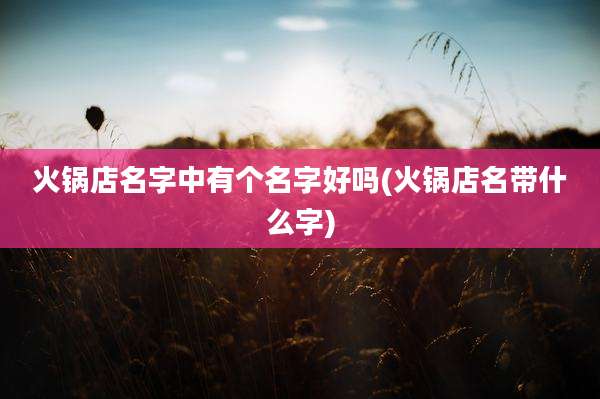 火锅店名字中有个名字好吗(火锅店名带什么字)
