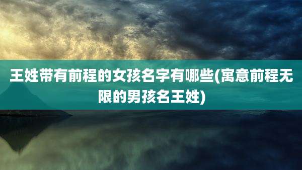 王姓带有前程的女孩名字有哪些(寓意前程无限的男孩名王姓)