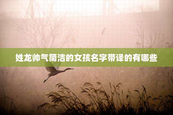 姓龙帅气简洁的女孩名字带译的有哪些