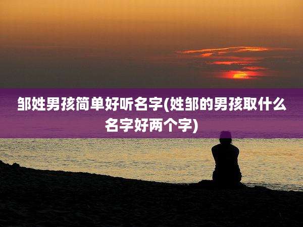 邹姓男孩简单好听名字(姓邹的男孩取什么名字好两个字)
