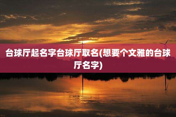 台球厅起名字台球厅取名(想要个文雅的台球厅名字)