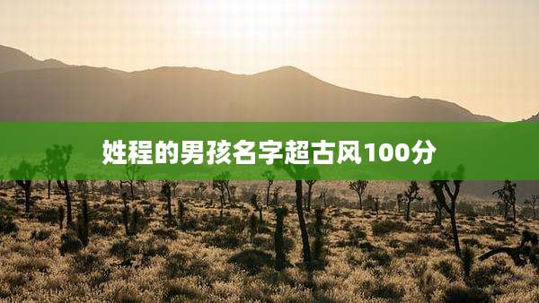 姓程的男孩名字超古风100分