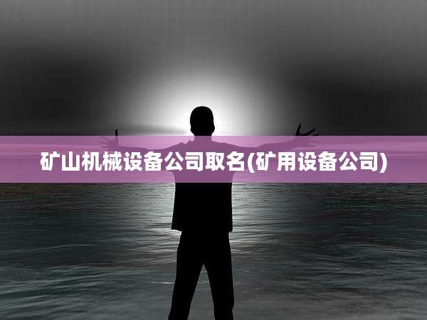 矿山机械设备公司取名(矿用设备公司)