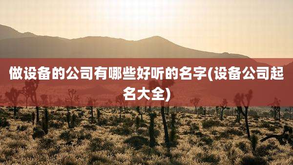 做设备的公司有哪些好听的名字(设备公司起名大全)