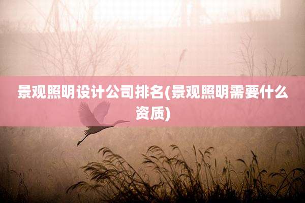 景观照明设计公司排名(景观照明需要什么资质)