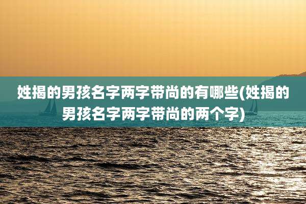 姓揭的男孩名字两字带尚的有哪些(姓揭的男孩名字两字带尚的两个字)
