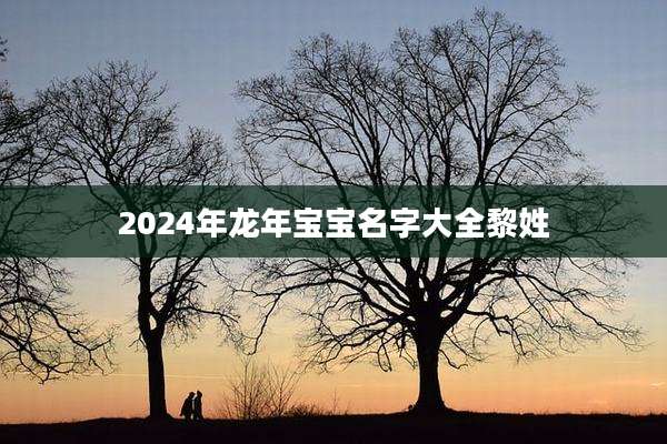 2024年龙年宝宝名字大全黎姓