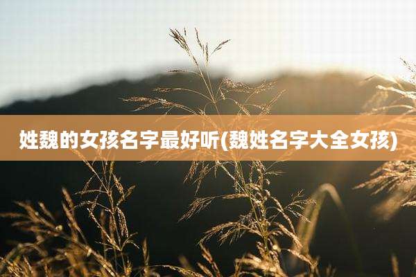 姓魏的女孩名字最好听(魏姓名字大全女孩)