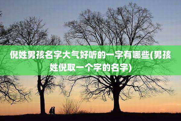 倪姓男孩名字大气好听的一字有哪些(男孩姓倪取一个字的名字)