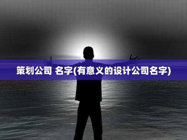 策划公司 名字(有意义的设计公司名字)