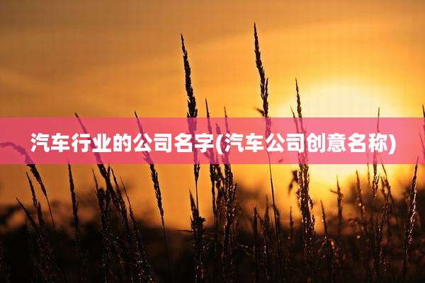 汽车行业的公司名字(汽车公司创意名称)