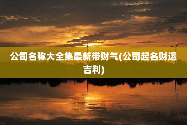 公司名称大全集最新带财气(公司起名财运吉利)