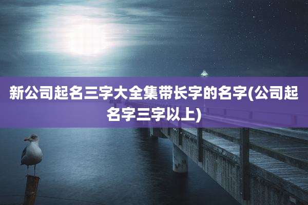 新公司起名三字大全集带长字的名字(公司起名字三字以上)
