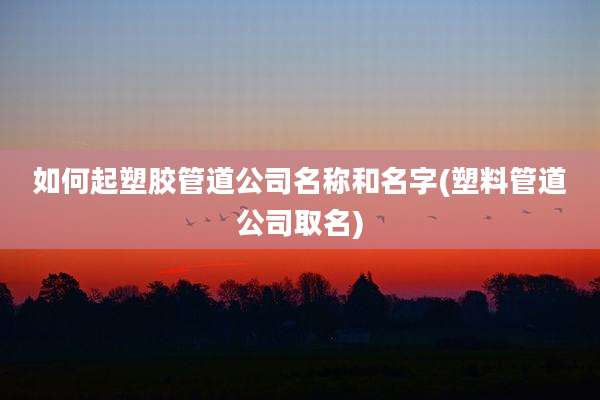 如何起塑胶管道公司名称和名字(塑料管道公司取名)