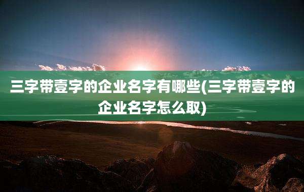 三字带壹字的企业名字有哪些(三字带壹字的企业名字怎么取)