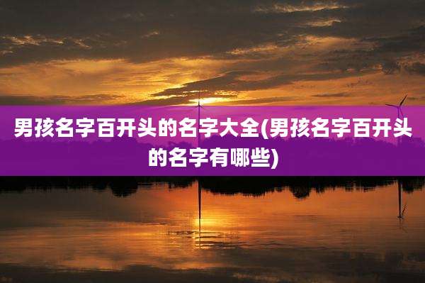 男孩名字百开头的名字大全(男孩名字百开头的名字有哪些)