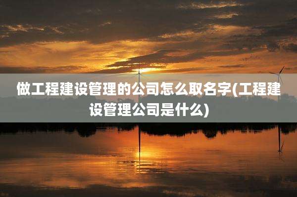 做工程建设管理的公司怎么取名字(工程建设管理公司是什么)