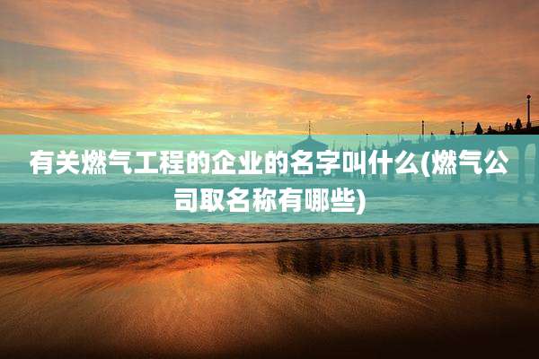 有关燃气工程的企业的名字叫什么(燃气公司取名称有哪些)