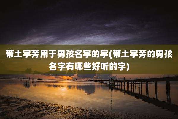 带土字旁用于男孩名字的字(带土字旁的男孩名字有哪些好听的字)