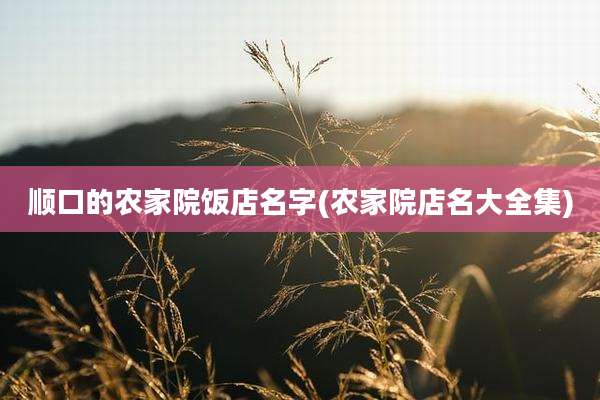 顺口的农家院饭店名字(农家院店名大全集)