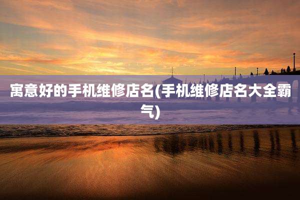 寓意好的手机维修店名(手机维修店名大全霸气)