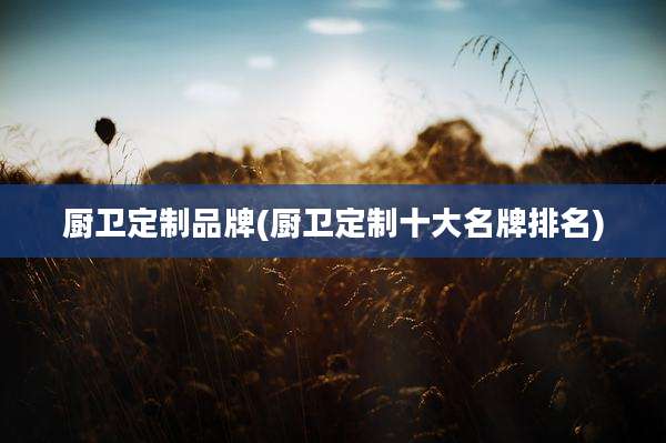 厨卫定制品牌(厨卫定制十大名牌排名)