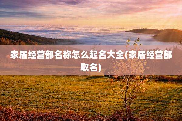 家居经营部名称怎么起名大全(家居经营部取名)