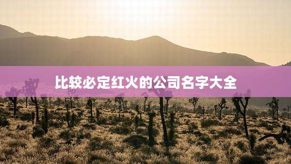 比较必定红火的公司名字大全