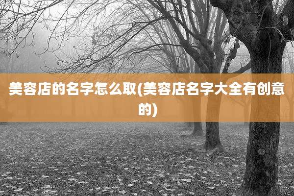 美容店的名字怎么取(美容店名字大全有创意的)
