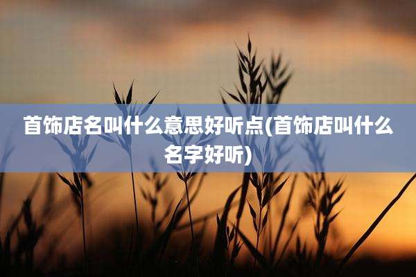 首饰店名叫什么意思好听点(首饰店叫什么名字好听)