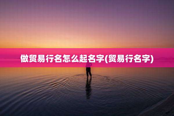 做贸易行名怎么起名字(贸易行名字)