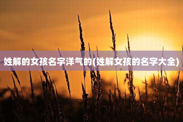 姓解的女孩名字洋气的(姓解女孩的名字大全)