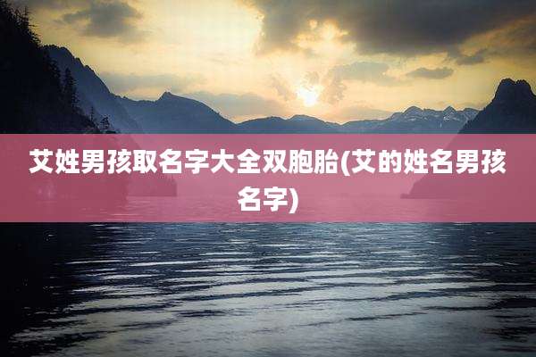 艾姓男孩取名字大全双胞胎(艾的姓名男孩名字)