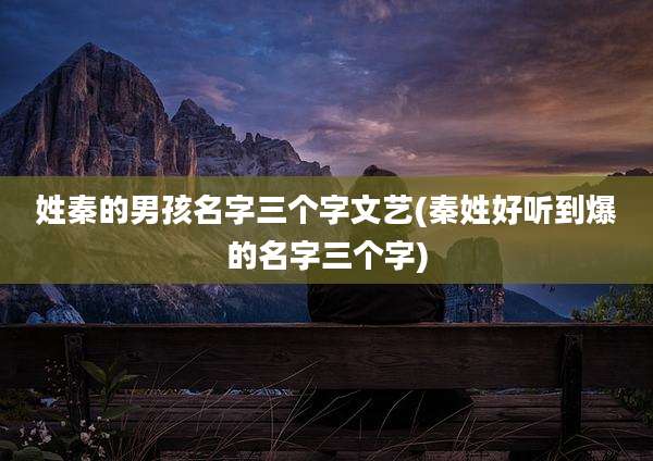 姓秦的男孩名字三个字文艺(秦姓好听到爆的名字三个字)