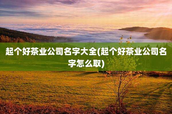 起个好茶业公司名字大全(起个好茶业公司名字怎么取)