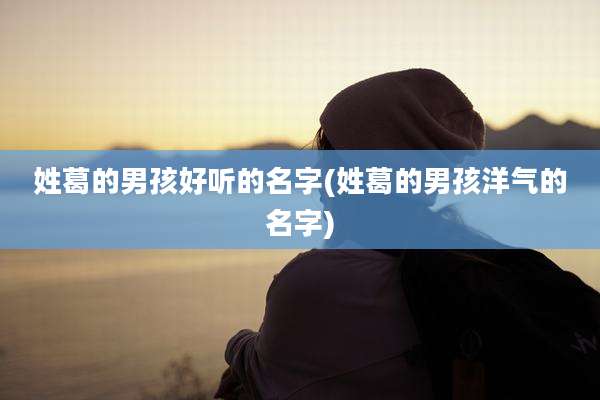姓葛的男孩好听的名字(姓葛的男孩洋气的名字)