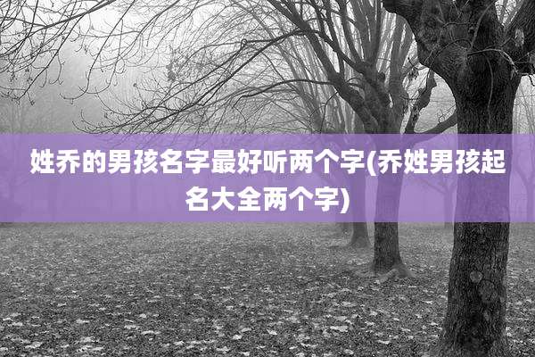姓乔的男孩名字最好听两个字(乔姓男孩起名大全两个字)