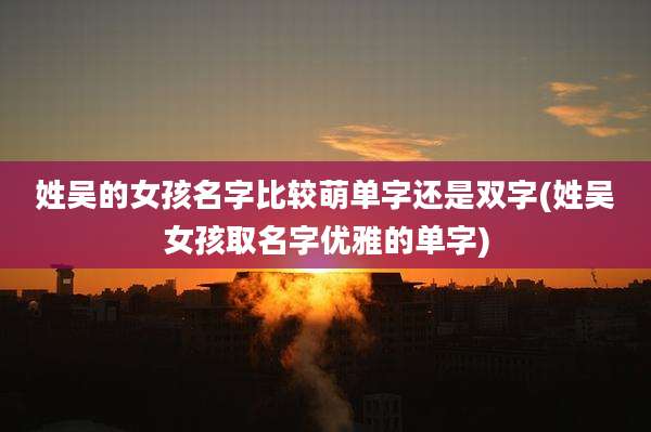 姓吴的女孩名字比较萌单字还是双字(姓吴女孩取名字优雅的单字)