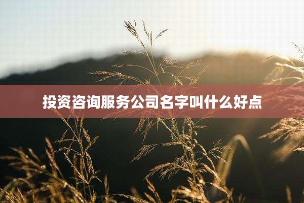 投资咨询服务公司名字叫什么好点