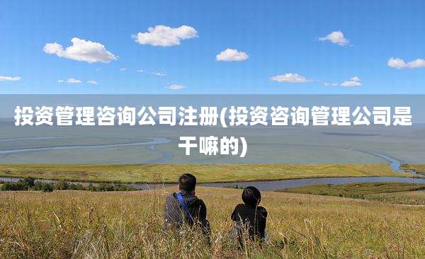 投资管理咨询公司注册(投资咨询管理公司是干嘛的)