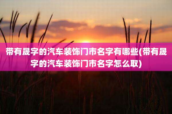 带有晟字的汽车装饰门市名字有哪些(带有晟字的汽车装饰门市名字怎么取)