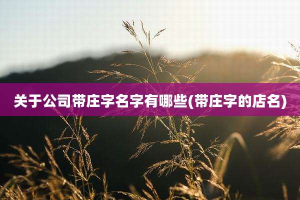关于公司带庄字名字有哪些(带庄字的店名)